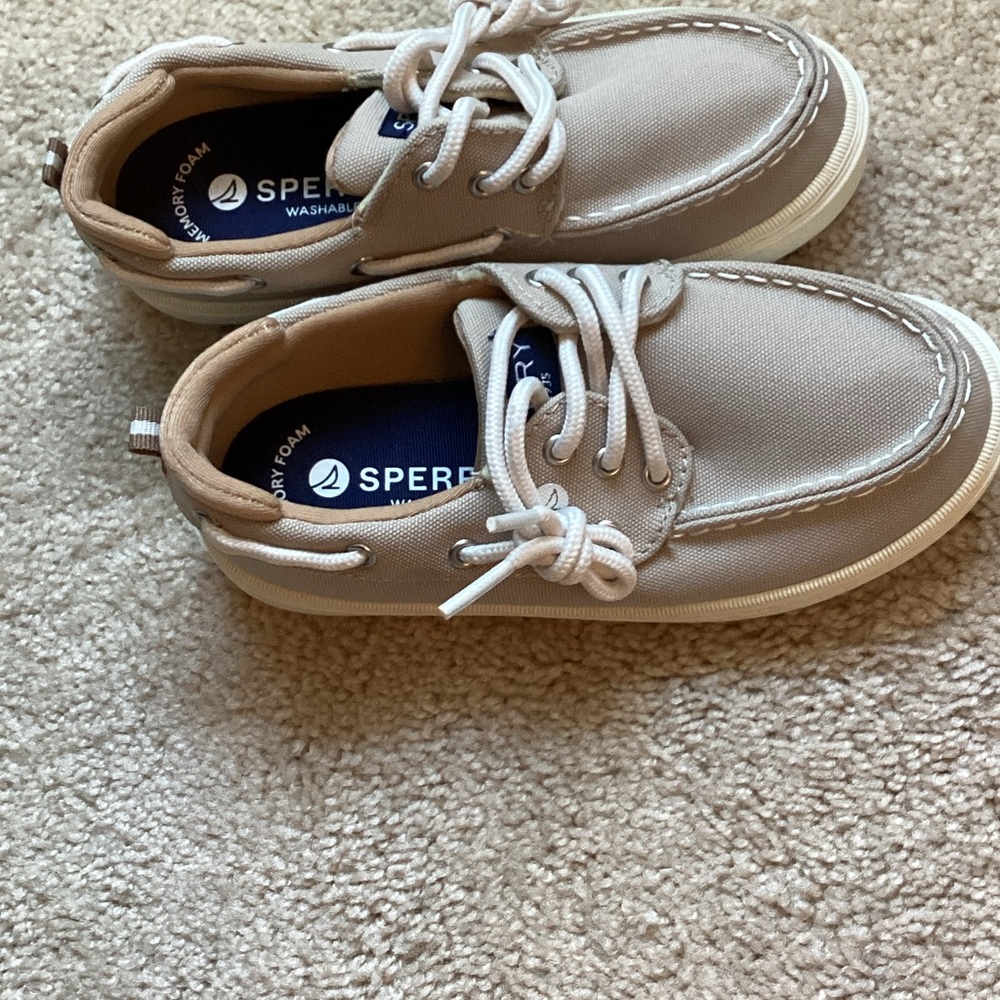 Sperry Beige Canvas Boat Shoes